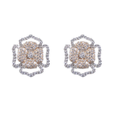4 White and yellow Gold Clover Earrings